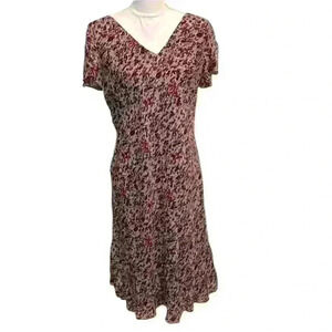 Shomi Vintage 100% Silk V-Neck Asymmetrical MultiColored Dress Women’s Size 10